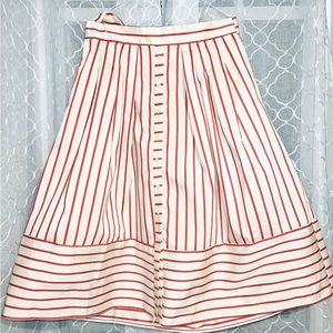 Beige Multi red stripe tie skirt from NYC&CO.